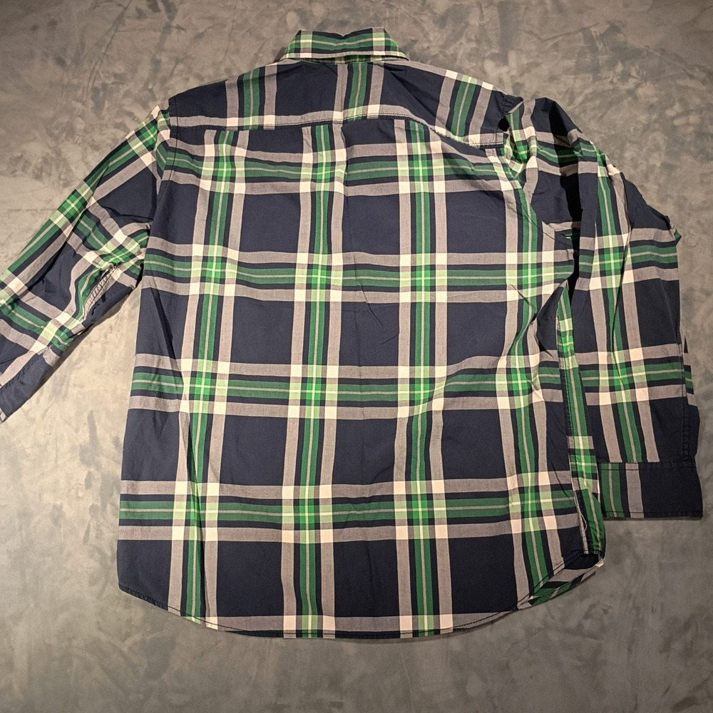 American Eagle Outfitters Mens Athletic Fit Plaid Button Down Shirt Green Navy L - Picture 5 of 7